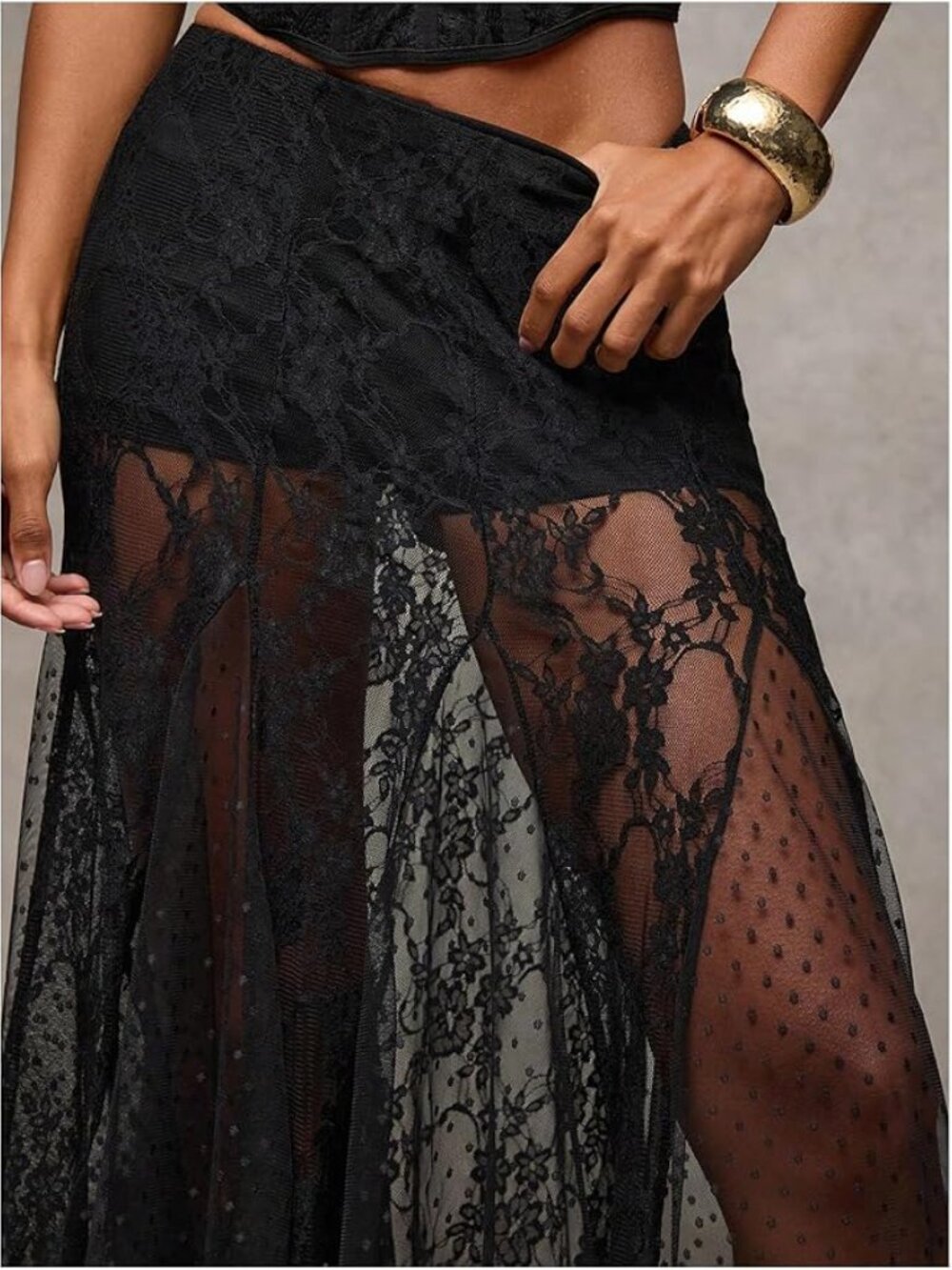Women's Lace Sheer Maxi Skirt